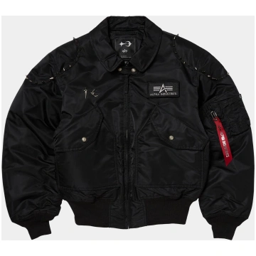 THUG CLUB X ALPHA CWU 45/P STUDDED JACKET - BLACK 
