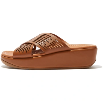 Fitflop - LULU SLEEK LASER-CUT LEATHER CROSS SLIDE