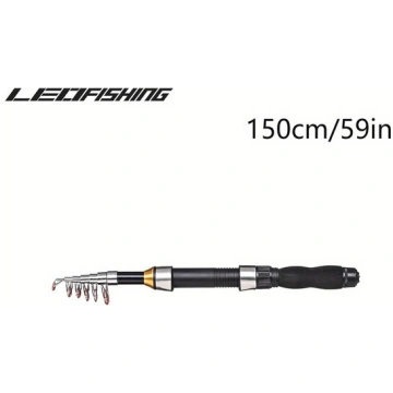 LEOFISHING Melns Īss Mini Zvejas Makšķere, Pārnēsā
