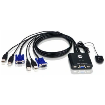 Aten 2-Port USB VGA Cable KVM Switch with Remote P