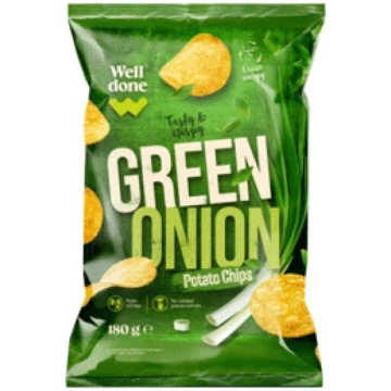 Kartupeļu čipsi WELL DONE sīpolloku 180g