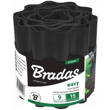 Viļņots zāliena nožogojums Bradas 10 cm x 9 m, mel