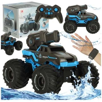 RC amfībijas auto ar ūdens lielgabalu un žestu vad