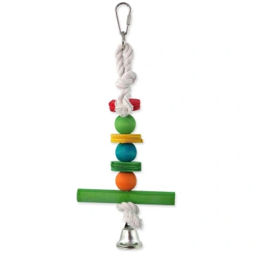 Bird Jewel Toy Hanging Wooden Crossbar With Bell r