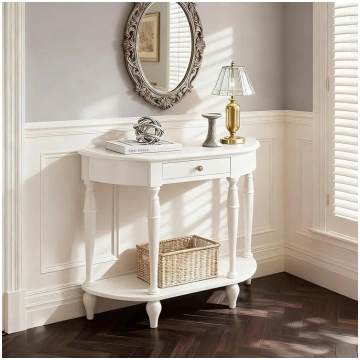 Crescent Entrance Table with Storage Space, Narrow