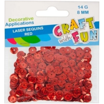 Lāzera sequins 8mm, sarkans, 14g Craft with fun