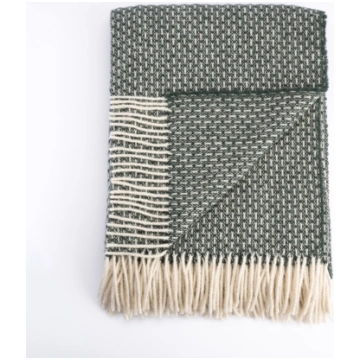 Jaunzēlandes aitu vilnas sega PATTERNED GREEN