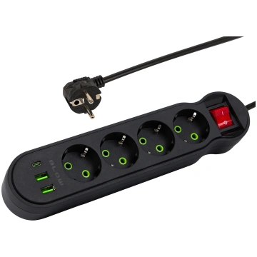 PS-440 4-Socket Power Extension Cable 2xUSB+USB-C 