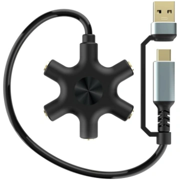 USB A/C zu Kopfhörer Splitter, 5-Jack 3,5 mm Audio