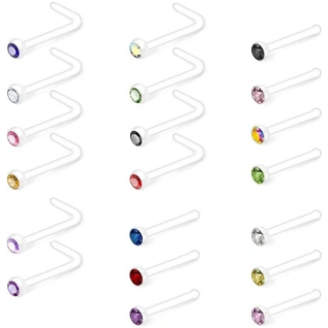 Crdifu Pack of 20 Nose Piercing Studs Retainer Nos