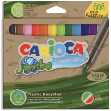Flomasteri CARIOCA Jumbo EcoFamily, 12 krāsas (200
