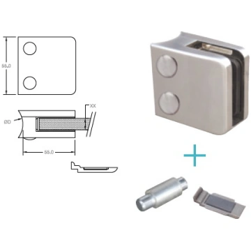 Stikla stiprinājums ar plauktiņu 55x55 mm pie stab