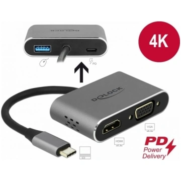 DeLOCK USB-C adapter> HDMI / VGA with USB 3.0 + PD