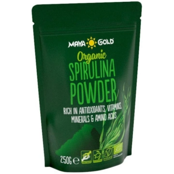 Bio spirulīnas pulveris 250g MAYA GOLD TRADING