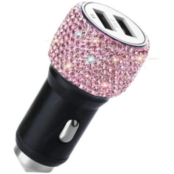 Divu USB Auto Lādētājs Spīdīgs Ātrās Uzlādes Adapt