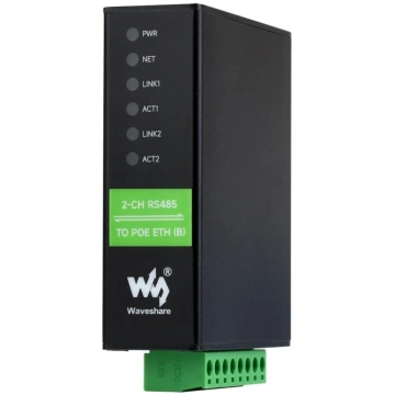 Waveshare 2-kanālu RS485 uz POE Ethernet seriālais