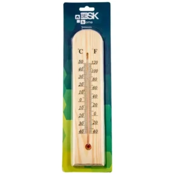 Termometrs āra un iekštelpu, koka 26cm BESK