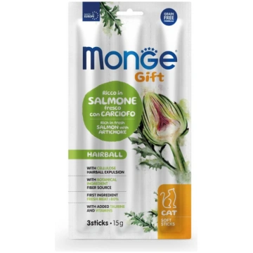 Monge Gift Soft Sticks Hairball Salmon With Artich