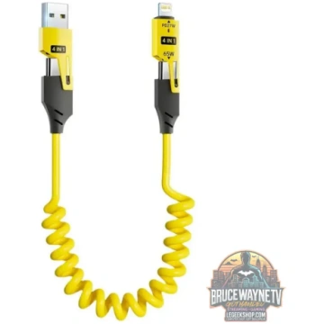 ???? 4-in-1 Short Spring Data Cable - 65W 6A | USB