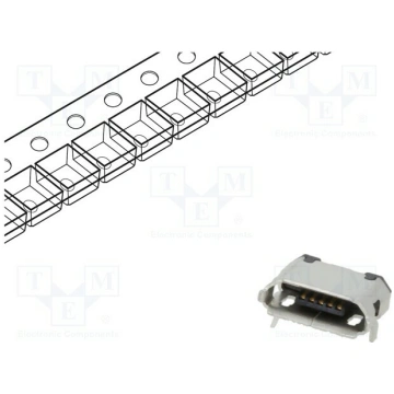 Connector: USB B micro; socket; SMT; PIN: 5; horiz