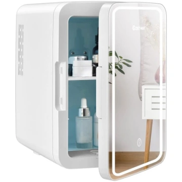 COSTWAY 10L mini ledusskapis ar stikla durvīm, āda