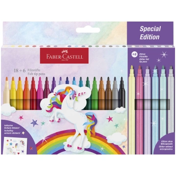 Faber-Castell - Felt-tip pen unicorn 18+6 + sticke
