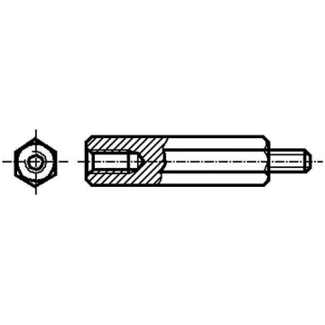 Screwed spacer sleeve; 25mm; Int.thread: M3; Ext.t