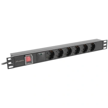 PDU rack power strip 19 inch 1U 16A 5xschuko 2m bl