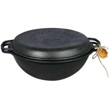 Čuguna kazans WOK 15L ar grilpannas vāku