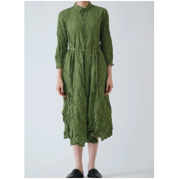Pas de Calais Washed Cotton Crinkle Dress Green