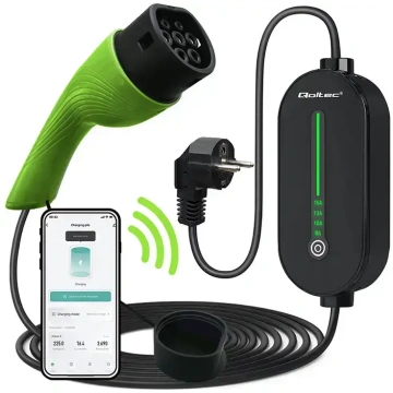 Qoltec mobilais elektroauto uzlādes kabelis Type 2