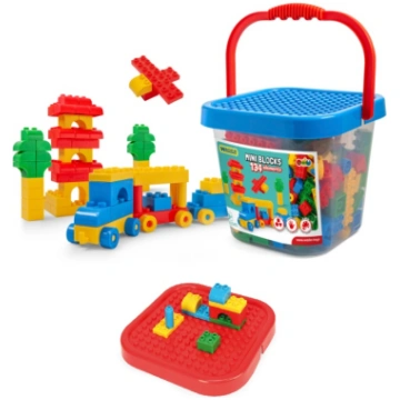 Plastmasas Lego tipa klucīši spainītī (134 gab.)