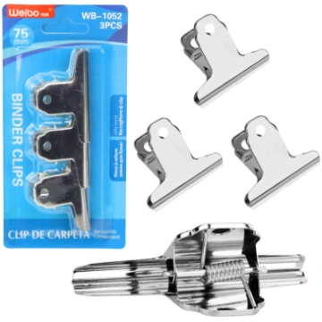 Set of 3 Metal Paper Clips 75mm 22406-uniw