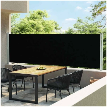 Izvelkama sānu markīze, melna, 140x600 cm