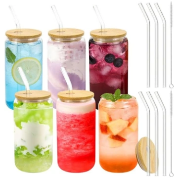 6 glāžu komplekts ar vāciņu un salmiņu, 500 ml glā