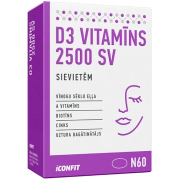 ICONFIT D3 Vitamīns 2500SV Sievietēm, 60 kapsulas