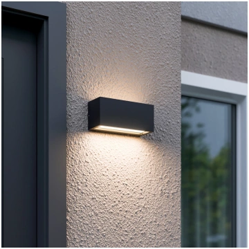 Lucande āra sienas lampa „Bente“, antracīta krāsā,