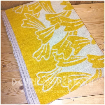 Kokvilnas samta pārklājs 140x210 dzeltens Klippan 