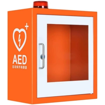 AED defibrilatora uzglabāšanas skapis, pirmās palī