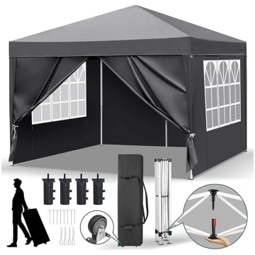 LEADZM Gazebo 3 x 3 m, One Click Lock Folding Gaze