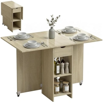 HOMCOM Folding Dining Table, Kitchen Table with Dr