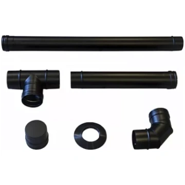 Granulu kamīnu dūmvadu komplekts 80mm melns, priek