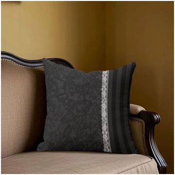 Black Lace Trim square Jacquard Pillow Cover for S