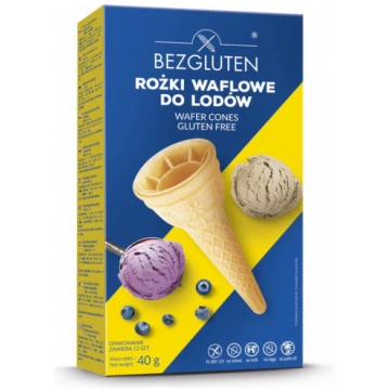 Bezglutēna vafeļu konusi saldējumam, 40 g. (12 gab