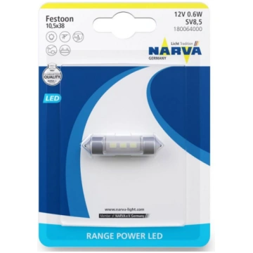 LED spuldze 12 V 0,6 W(C5W) SV8.5 izmērs 10,5X38 m