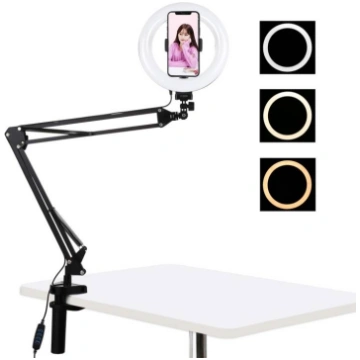 Puluz Desktop arm stand with 20cm LED Vlogging Rin