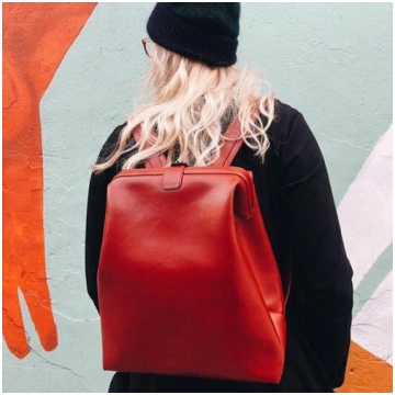 Red Leather Backpack L