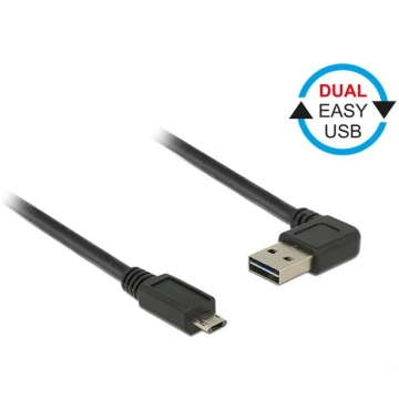 Cable USB micro AM-BM 2.0 0.5m black right angle l