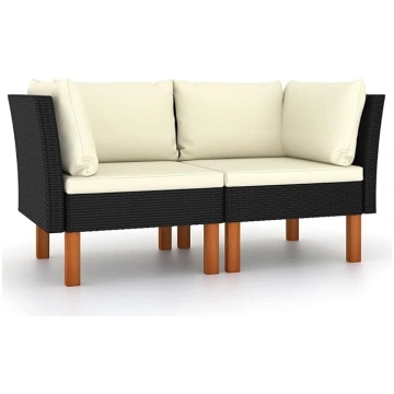 Corner Sofas Pack of 2 Poly Rattan and Eucalyptus 