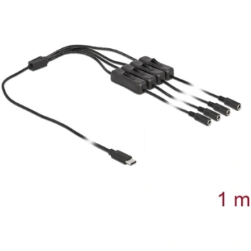 Delock Cable USB Type-C™ male to 4 x DC 5.5 x 2.1 